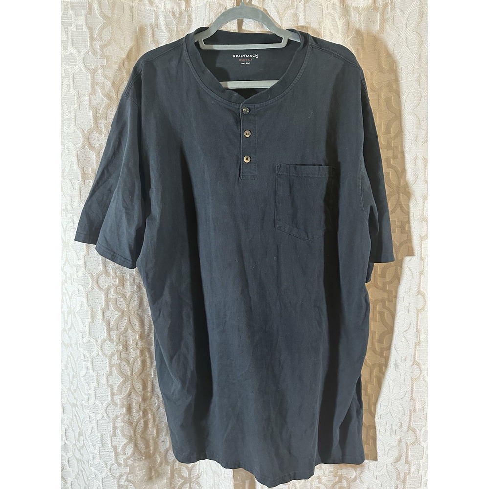 Old Ranch 100% Organic Cotton Workwear Grey Henley Shirt Mens Size 2XLT